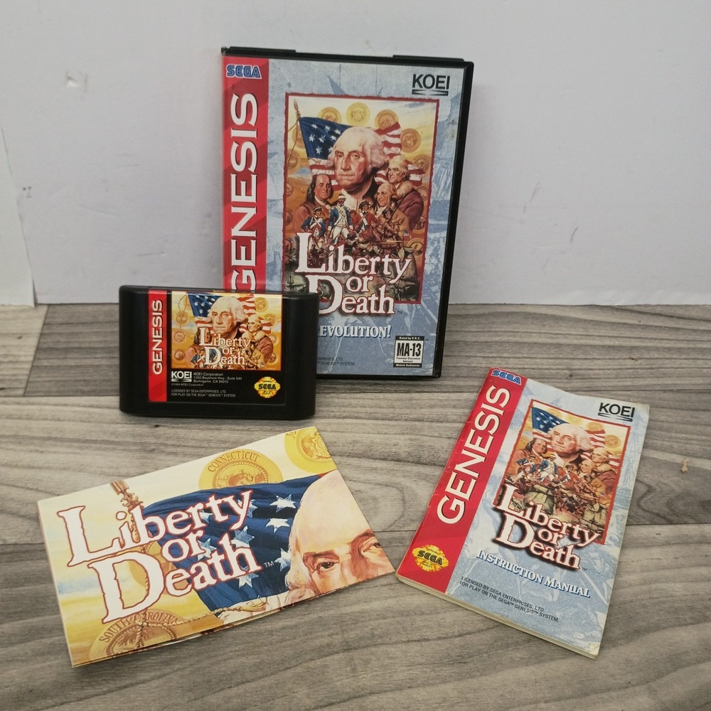 Liberty or Death Sega Genesis 1994 Authentic Complete W/ Manual & Poster